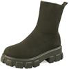 Ulalaza Stivali da donna in maglia elasticizzata Punta tonda Tacchi alti Calzini Stivali Stivali Chelsea con plateau Stivali elasticizzati in maglia Slip-on Stivaletti con calzini antiscivolo