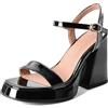 Lroey Reoly Sandali da Donna, Sandali Aperti con Tacco Alto Fibbia Tacco Chunky Sandali con Cinturino Alla Caviglia con Plateau Semplici, 319Xqk Nero Numero 34 EU