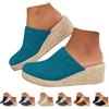 Generic Sandali da donna a punta chiusa con zeppa e plateau con tacco alto per le donne zoccoli da passeggio senza schienale antiscivolo comodi muli in paglia con fondo spesso pantofole leggere in pelle