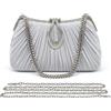Pahajim Donna Borsa Clutch da Sera Elegante Glitter Pochette Cerimonia con Strass Borsetta Brillantinata per Matrimonio Balli Feste (Argento)