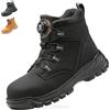 KOIFISH Scarpe Antinfortunistiche Uomo Donna Alte Scarponi Antinfortunistiche Leggere Comode Scarpe da Lavoro con Punta in Acciaio Antiscivolo Nero 37