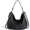 David Jones Borsa a Spalla Hobo Donna - Borsa Shopper Grande in Similpelle Morbida - Borsa Tote con Tracolla Lunga - Borsa Shopping Capiente Classica e Pratica - Nero