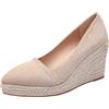 Generico Espadrillas con Zeppa da Donna Espadrillas Estivi a Punta Chiuse Scarpe Classiche Plateau Platform con Fibbie E Cinturini Elegante Suola Interna Imbottita in Tessuto Sandali Zeppa Platform