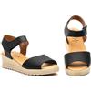 NOESLOMISMO BY DILEMA Damen Keilabsatz-Sandalen mit Klettverschluss, ergonomischer Sitz & | rutschhemmender Profilsohle - bequeme Sommer-Sandale für Alltag, Urlaub und lange Wege