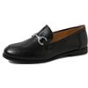 QUEEN HELENA Mocassini di Pelle Bassi con Fibbia Francesine Casual Donna QH7001 (Nero, Sistema Taglie Calzature EU, Adulto, Donna, Numero, Media, 38)