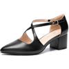 DREAM PAIRS Comode Scarpe con Tacco Largo e Cinturino Incrociato da Donna per Lavoro Feste e Sposa,Size 39,Nero-Pu,SDPU2409W
