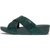 Fitflop LULU Glitterball Cross Slides Sandali, Metallico Deep Teal, 3 UK