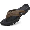 ARRIGO BELLO Infradito Uomo Sandali Estive Pelle Ciabatte Eleganti Mare Piscina Spiaggia Antiscivolo Cuoio Flip Flops Taglia 41-46(Marrone Scuro, Taglia 46)