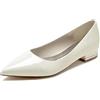 Gycdwjh Scarpe da Sposa Bridal Scarpe Basse Punta Chiusa a Punta Appartamenti Scarpe Donna Decollete Tacco Basso Pumps,Beige,41 EU