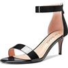 Aachcol Donna Spillo Medio Tacco Heel Sandali Cinturino alla Caviglia Two-Piece Aperte sulla Punta Dress Scarpe Feste da Matrimonio Verniciata Nero 6.5 CM 39 EU