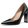 QUEEN HELENA Décolleté con Tacco Alto Largo Scarpe Eleganti a Punta Donna K3331 (Nero Pu, 36)