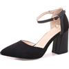 Bviennic Donna Appuntito Estate Con Cinturino Alla Caviglia Tacco A Blocco Sandali Eleganti Serata Moda Closed Toe Vestito Prom Scarpe Nero/7Cm Numero 34 Eu