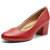 DREAM PAIRS Scarpe Tacco Basso Blocco Donna,Rosso-Pu,38