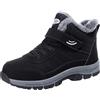 Generisch Stivali da neve da uomo, impermeabili, imbottiti, caldi, invernali, con chiusura lampo laterale, con plateau - antiscivolo, scarpe termiche, comode da trekking, Nero , 41 EU