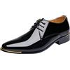 Hsternexy Oxford - Scarpe da uomo in pelle, per business, classiche, in pelle, leggere, con lacci, eleganti e larghe, in vernice, Nero , 48 EU