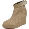 LarDorLin Donna Zeppa Inverno Plateau Stivaletti Zip Ufficio Tacco Alto Warm Appuntito Eleganti Polacchine Khaki Numero 35 EU