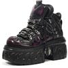 Songella Stivali con Plateau Gotici da Donna, Scarpe Stile Punk Rock Heavy Metal Stivaletti Stringati Chunky con Design a Fiamma e Dettagli in Metallo Nero Rosa, 40 EU