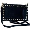 Jaime de Juan Leather Borsa a tracolla in pelle con borchie. Manico a mano e cinturino lungo regolabile e intercambiabile., camoscio nero, S