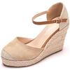 LuminescentDream Espadrille Donna Sandali con Zeppa e Cinturino Alla Caviglia, con Plateau e Punta Chiusa per Eventi Quotidiani, Feste, Balli, Matrimoni