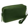 FAST WORLD SHOPPING - Borsello Uomo in Vera Pelle di Vitello Made in Italy, Pochette Uomo da Polso con Maniglia Removibile, Borsa a Mano Clutch Elegante per Stile Classico e Sportivo (Verde scuro)
