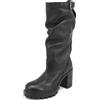 QUEEN HELENA Stivali di Pelle con Tacco Plateau con Fibbia Plateau invernali Casual Comodi Donna QH21 Nero 38