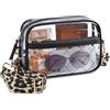 Missnine Borsa trasparente per eventi dello stadio Borsa trasparente trapuntata per le donne Borsa da concerto a tracolla in PVC approvata dallo stadio