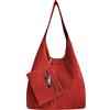 Modarno Borsa a tracolla da donna in pelle scamosciata pochette, borsa a tracolla, shopper, da donna, in vera pelle (Rosso)