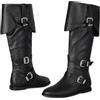 Galindopia Unisex Renaissance Faire Cosplay Scarpe Vintage Stivali Medi Fold Over Medieval Uomo Costume Witch Pirate Viking Tied Scarpe Piatto Victorian Stivali Black Size 48