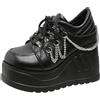 Ulalaza Donne Mary Jane Dress Pompes Scarpe Lolita Cine Platform Gothic doppia caviglia Cinta rotonda di punta di punta un tallone grosso pompa Scarpe Perfetti Perfetti