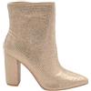 Malu Shoes Tronchetto Donna Stivaletto a Punta in Pelle Oro con Brillantini Tacco Largo 10 cm Zip Laterale Comodo Moda Basic