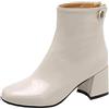 Bviennic Donna Ufficio Tacco A Blocco Mens Vernice Polacchine Stylish Punta Rotonda Comodo Serata Vestito Inverno Warm Chelsea Stivaletti Beige Numero 52 EU-54Cn