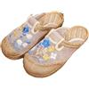 POPOTI Pantofole Estive,Sandali Stile Etnico Scarpe Ricamate Donne in Tessuto Pantofole Lino Stile Retrò Hanfu Scarpe (Blu Bianco, Adulto, Donna, 37, Numero, Sistema Taglie Calzature EU, Stretta)
