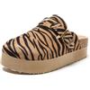 JOMIX Zoccoli Donna con Zeppa Ciabatte Invernali Comodi da Casa Pelle Scamosciata Pantofole da Inverno con Suola in Sughero Sabot con Fibbia e Motivi Animalier WCT255086 Zebra 39
