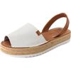 Avarca Sandali da donna in pelle, con plateau Menorquina, con suola in rafia e plantare imbottito, Made in Spain