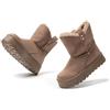 JOMIX Stivaletti Donna Invernali Stivali Ragazze Bassi Scarpe Caldi Imbottiti Pelliccia Sintetica Comodi da Neve MD9765-8 (Cammello, 40)