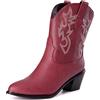 Mo Joc Moda donna gambo corto/caviglia/metà polpaccio stivali da cowboy con tacco e punta in pizzo stivali occidentali