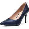 GENSHUO Scarpe da Donna con Tacco a Spillo 8 cm, Punta Chiusa, Design Classico Elegante, Blu Navy Opaco, 41 EU