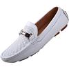 rismart Uomo Guida Auto Scivolare su Comfort Casuale Pelle Mocassini Scarpe Bianco1,40 EU