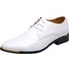 Hsternexy Oxford - Scarpe da uomo in pelle, per business, classiche, in pelle, leggere, con lacci, eleganti e larghe, in vernice, bianco, 45 EU