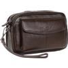 FAOONNMY Uomo Pochette Clutch Portafoglio Lungo in Vera Pelle con Cinturino da Polso, Piccolo Borsa a Mano di Affari per Telefono, Borsa da Viaggio con Cerniera di Grande Capacità Portamonete Casual (Coffee)