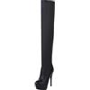 Bviennic Tacco A Spillo Donna Inverno Sopra Il Ginocchio Festa Stivali Stretch Eleganti Senza Chiusura Punta Rotonda Warm Vestito Scarpe Plateau Stivali Lungo Nero Numero 38 EU-39Cn