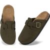 LANGDU Sabot Uomo Donna Pelle Scamosciata Chiuse Ciabatte Comode Scarpe Verde 40 EU