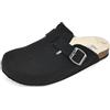 JOMIX Ciabatte Donna Invernali Sabot con Pelo Calde Pantofole Eleganti Ragazza Punta Chiusa con Pelliccia Sintetica ES2406 Nero, 38