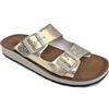 Fly Flot 77G64 Ciabatta Donna Estiva col Oro Doppia Fibbia Sottopiede Soft in Vera Pelle Made in Italy Oro 39
