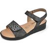 JOMIX Sandali Donna Estivi Zeppa Bassa in Vera Pelle Eleganti con Strass Comodi Chiusura a Strappo Made in Italy