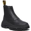 Dr. Martens Stivali Chelsea in Piattaforma, Pelle Nero, Suola Spessa con Disegno Trattore, Elastico Laterale