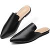 Tilocow - Mules da donna, comode, a punta, mocassini senza lacci, scarpe da lavoro casual, aperte dietro, con chiusura a scorrimento, C Nero, 36 EU
