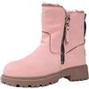CEWIFO Anfibi Donna Alti Stivali da Equitazione Scarpe Basse Invernali Foderate in Peluche Corti Pelle Polpaccio Largo Bikers