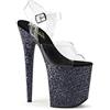 Pleaser Sandali aperti da donna con fenicottero, 808 lg, Trasparente Clr Blk Holo Glitter, 36 EU