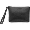 CLASSE77 Pochette a Mano in vera Pelle morbida - Borsetta Piccola Clutch con Laccetto da Polso, per Uomo o Donna, pratica ed elegante - Produzione artigianale - Made in Italy (Nero)
